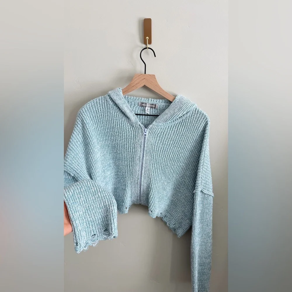 Urban Outfitters Rhode Distressed Hooded Zip-Up Cardigan - Picture 7 of 7